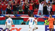 La joie des Tchèques, incroyables vainqueurs des Pays-Bas.