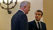 Benny Gantz accueille Emmanuel Macron à Jérusalem.