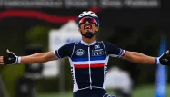 Julian Alaphalippe, ému, lors de sa victoire au championnat du monde de cyclisme