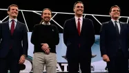 Les principaux candidats, sauf celui de Vox, ont participé à un débat télévisé à Madrid le 23 avril.