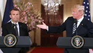 Emmanuel Macron et Donald Trump lors de leur conférence de presse commune, mardi à Washington.