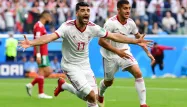 La joie des Iraniens, vainqueurs du Maroc vendredi.