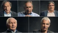 Du haut, à gauche, jusqu'en bas à droite : Michel Platini, Gérard Houiller,  Henri Michel, Michel Hidalgo et Raymond Domenech.