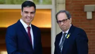 Le Premier ministre espagnol Pedro Sanchez et le président indépendantiste catalan Quim Torra ont acté leurs divergences, lundi.