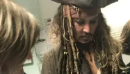 Johnny Depp avait ressorti pour l'occasion son costume de Jack Sparrow.