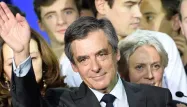 François et Penelope Fillon, dimanche dernier, au meeting de la Villette, à Paris. Christophe ARCHAMBAULT / AFP