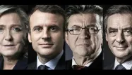 Marine LE Pen, Emmanuel Macron, Jean-Luc Mélenchon, François Fillon crédit : JOEL SAGET, Eric FEFERBERG / AFP - montage Europe 1 - 1280
