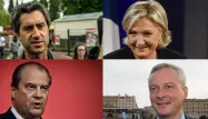 François Ruffin, Marine Le Pen, Jean-Chrsitophe Cambadélis et Bruno Le Maire vont tenter de décrocher ou de conserver un siège de député. Montage via AFP