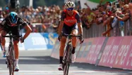 Nibali, à droite, a remporté sa septième victoire d'étape sur le Giro.