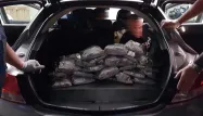 La drogue a été découverte à l'intérieur d'une cache aménagée dans le coffre d'un véhicule.
