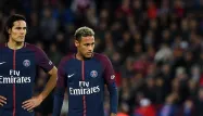 Edinson Cavani et Neymar face à Lyon, dimanche soir.