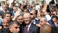 Le Premier ministre palestinien, Rami Hamdallah, lors de son arrivée lundi à Gaza, contrôlé par le Hamas.