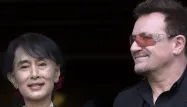Aung San Suu Kyi, Bono 2012 crédit : DANIEL SANNUM LAUTEN / AFP - 1280