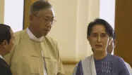 Htin Kyaw et Aung San Suu Kyi.