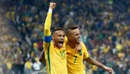 La joie de Neymar, enfin buteur avec le Brésil aux JO.