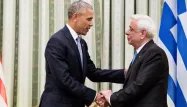 Barack Obama, Prokopis Pavlopoulos, Grèce crédit : BRENDAN SMIALOWSKI / AFP - 1280