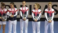 La déception des Françaises sur le podium, après la défaite en finale face aux Tchèques.