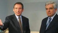 François Bayrou et Jean-Pierre Chevènement avant un débat télévisé, en 2002.