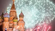 Les feux d'artifice le 1er janvier 2015, sur la place Rouge à Moscou.