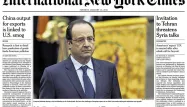 Hollande épinglé à la Une du New York Times