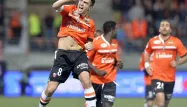 La joie du Lorientais Yoann Jouffre lors de son but contre Guingamp samedi soir.