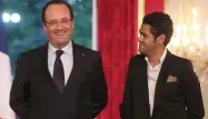 François Hollande s'est rendu vendredi soir à une soirée improvisation en compagnie de Jamel Debbouze.