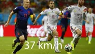 Arjen Robben a été chronométré à 37 km/h juste avant son deuxième but contre l'Espagne (5-1) vendredi avec les Pays-Bas.