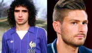 Rocheteau-Giroud, deux joueurs à la pointe de la mode en leur temps. Les Bleus version 2014 tiennent-ils la comparaison avec ceux de 1982 côté look ?
