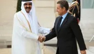 Nicolas Sarkozy aux cotés de l'émir du Qatar Cheikh Hamad Bin Khalifa Al Thani, en 2011