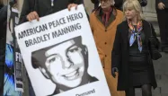 Manifestation de soutien envers Bradley Manning, accusé d'avoir livré des informations à Wikileaks.