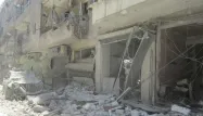 Un quartier du centre d'Alep ravagé par les bombardements.