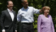 François Hollande, Barack Obama et Angela Merkel au sommet du G8.