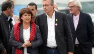 En visite à la Fête de l’Humanité samedi, Martine Aubry a salué Pierre Laurent et Jean-Luc Mélenchon.