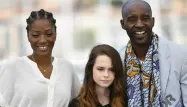 Les actrices Yolonda Ross et Amber Havard et l'acteur Rob Morgan posent lors d'une tournée pour la promotion du film Bull"
