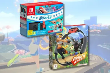 Console Nintendo Switch • Bleu Néon & Rouge Néon + Ring Fit Adventure