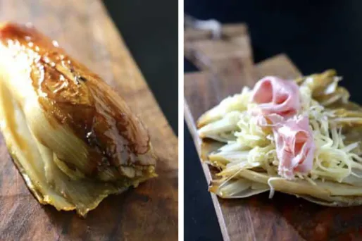Des endives caramélisées au jambon et au comté