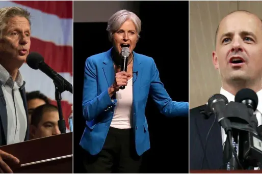 De gauche à droite, Gary Johnson, Jill Stein et Evan McMullin.