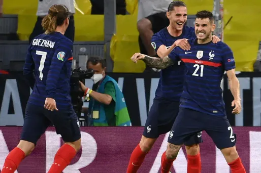 La joie des Bleus lors de la victoire en Allemagne.