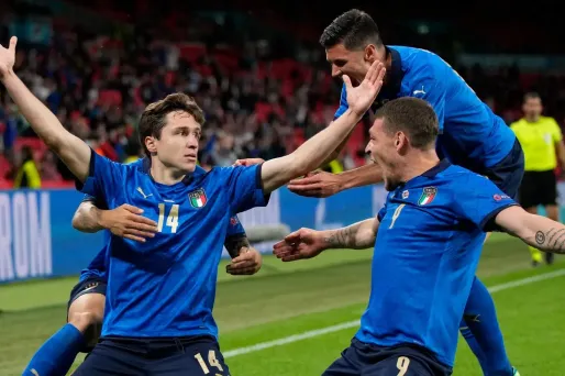 Federico Chiesa a ouvert le score pour l'Italie contre l'Autriche.