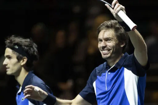 Pierre-Hugues Herbert (à gauche) et Nicolas Mahut en février 2020.