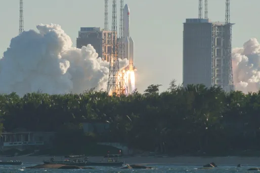 La base de lancement de Wenchang, située sur l'île de Hainan dans le sud de la Chine.
