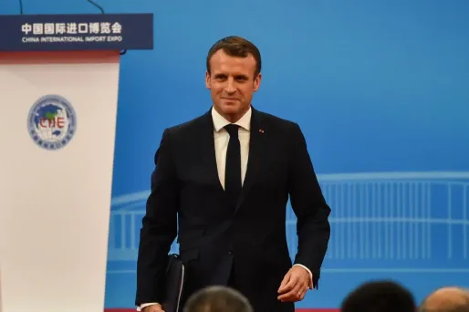 Le Président Emmanuel Macron lors de la cérémonie d'ouverture de l'Exposition International d'Importation de la Chine à Shanghai