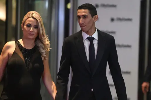 Angel Di Maria et sa compagne, Jorgelina Cardoso, au mariage de Lionel Messi, en 2017.