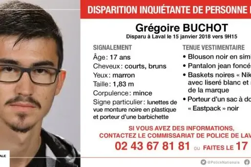 Disparition inquiétante d'un jeune homme de 17 ans à Laval
