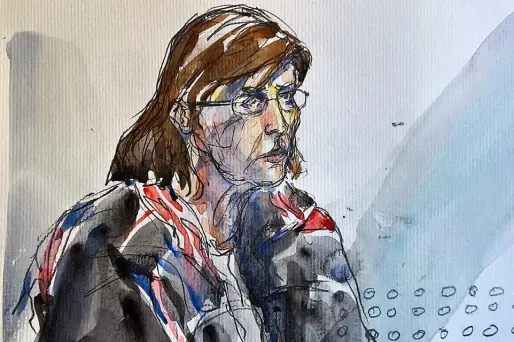 Un dessin de l'accusée au dernier jour de son procès, jeudi.