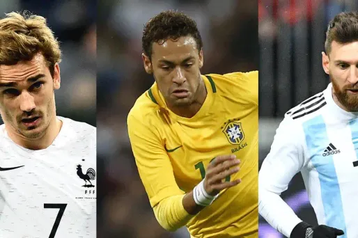 De gauche à droite : Griezmann, Neymar et Messi.