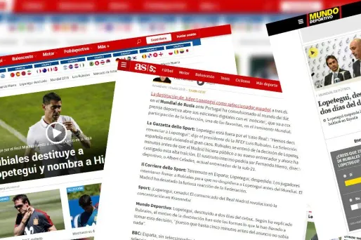 As, Marca ou Mundo Deportivo font tous leur Une sur le licenciement de Lopetegui.