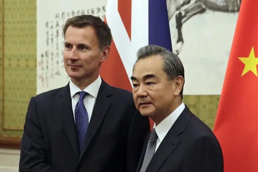 Jeremy Hunt, Wang Yi, Chine crédit : ANDY WONG / POOL / AFP - 1280