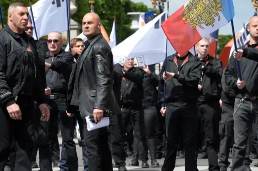 Serge Ayoub (au centre) évoque les "risques de trouble à l'ordre public" liés à ce procès (image d'archive).