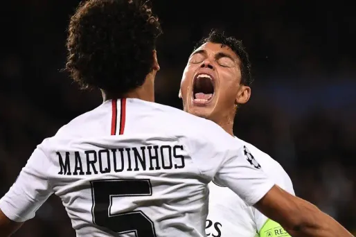 Marquinhos et Thiago Silva face à Liverpool (1280x640) Franck FIFE/AFP